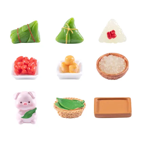 Dragon Boat Festival Zongzi Pig Rabbit Resin Miniature Ornaments DIY Food Play Micro Landscape Decorative Accessories