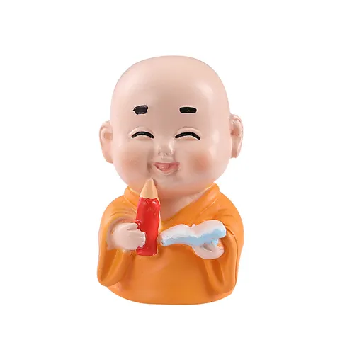 Mini Résine Figurine de Petit Moine Zen Cartoon Ornements Mignon Novice Bureau Table à Thé Voiture Décoration Cadeau