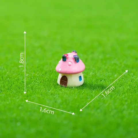 Figurina di Casa di Funghi in Resina in Miniatura Giardino Fatato Ornamento Micro Paesaggio Scrivania Auto