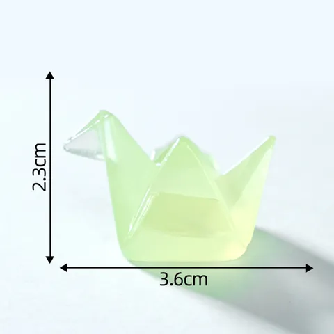 Luminous Miniature Origami Crane Resin Ornaments Cute Creative Glow In The Dark Miniature Landscape Tabletop Handicraft DIY Accessories Gift Decorative Figurine