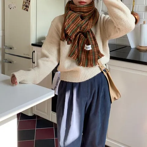 Vintage Kar Schal Damen Herren Dick Warm Kaschmirgefühl Shawl Wickel Koreanischer Stil Kariert Winter Schals Alltag Outdoor Zubehör