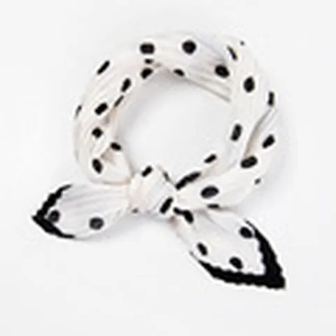 Elegant Korean Style Satin Scarf For Women Polka Dot Pattern Pleated Square Scarf Fashion Neck Scarf Decorative Head Wrap