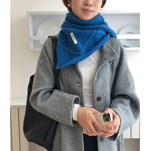 Damen Einfarbig Strickschal Kreuz Knopf Halswärmer Preppy Stil Weich Dick Warm Polyester Winterschal Für Studenten
