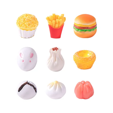 Miniature Resin Food Play Simulation Morning Tea Cake Burger Dollhouse Micro Landscape DIY Miniature Ornaments