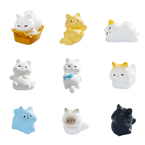 Micro Paesaggio Mini Resina Gatto Statuetta Carino Cartone Animato Animale Casa delle Bambole DIY Accessori Decorativi Scrivania Auto Ornamento