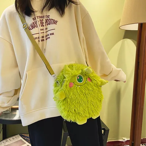 Süße Plüsch Kleine Monster Umhängetasche Japanischer Stil Lustige Flauschige Schultertasche Cartoon Dreidimensionale Bestickte Handtasche Für Student Mädchen