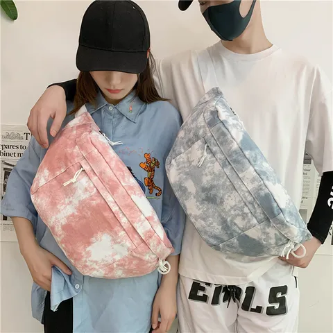 Borsa a Tracolla in Tela Tie-Dye di Grande Capacità Stile Giapponese Coreano Ins Studente Casual Borsa a Spalla Unisex