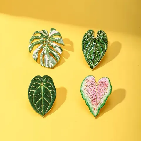 Tropical Plant Enamel Pin Alloy Monstera Leaf Caladium Brooch For Backpack Clothing Accessories Unisex Decorative Jewelry Gift