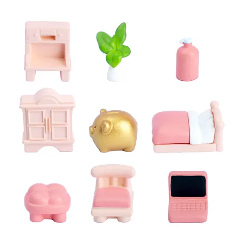 Lindos Adornos en Miniatura para Dormitorio de Casa de Muñecas en Rosa Resina Creativo Bricolaje Micro Paisaje Pequeños Accesorios de Muebles Decoración