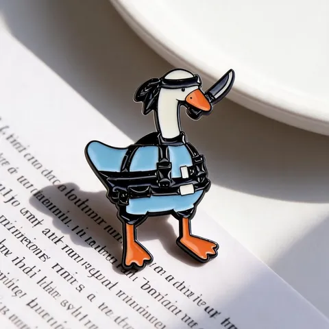 Funny Goose With Knife Brooch Tactical Goose Enamel Pin Badge Personalized Cartoon Animal Lapel Pin For Backpack Clothing Decor