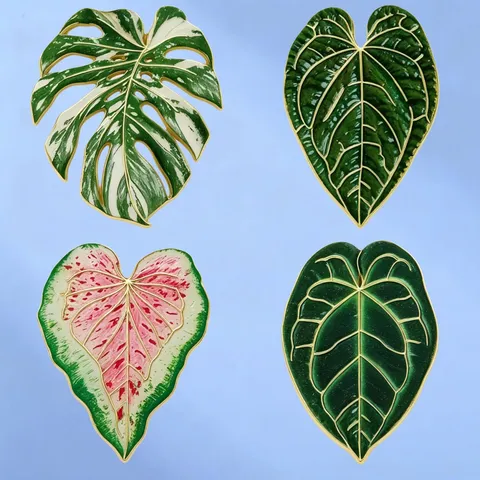Tropical Plant Enamel Pin Alloy Monstera Leaf Caladium Brooch For Backpack Clothing Accessories Unisex Decorative Jewelry Gift