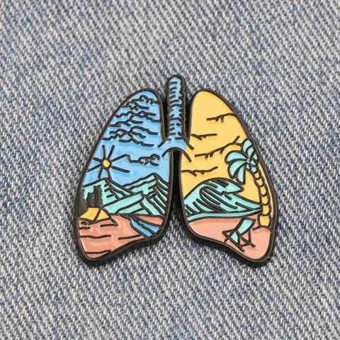Creatieve Long Vorm Brosche Emaille Pin Metalen Badge Origineel Ontwerp Zonsondergang Zee Landschap Brosche Voor Rugzak Kleding