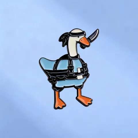 Funny Goose With Knife Brooch Tactical Goose Enamel Pin Badge Personalized Cartoon Animal Lapel Pin For Backpack Clothing Decor
