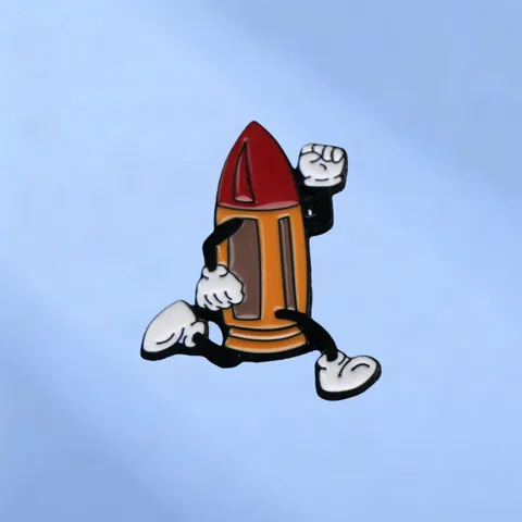 Broche de Esmalte de Cohete Antropomórfico de Aleación Insignia Estilo Retro Cartoon Joyería Vintage para Mochila