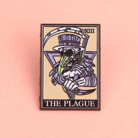 Vintage Dunkel Gothic Legierung Brosche Pestdoktor Tarotkarte Emblem Abzeichen Kreativ Anzug Reversnadel Halloween Party Geschenk Unisex Schmuck