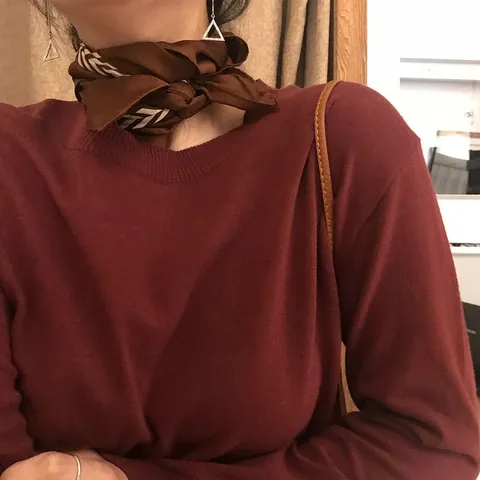 Women Vintage Geometric Striped Satin Square Scarf Office Professional Colorblock Printed Smooth Small Neck Neckchief Headscarf Accessory