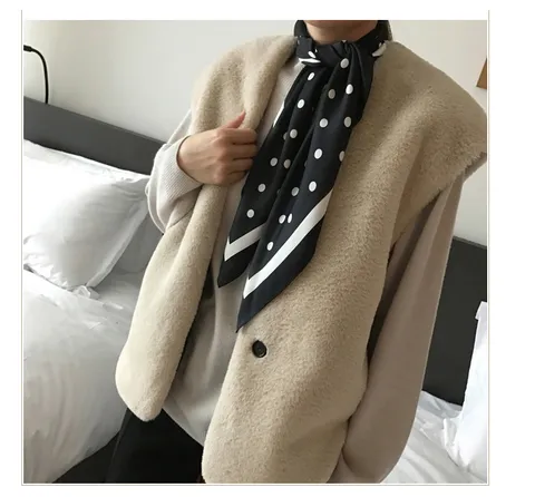 Retro Punkt Quadratisches Halstuch Nylon Satin Textur Haarband Halswickel Taschentuch Mode Accessoires Für Damen Bedrucktes Kopftuch