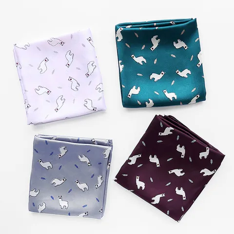 Damen Satin Alpaka Print Quadratischer Schal Japanischer Stil Seidiger Dekorativer Halstuch Casual Büro Dame Kopftuch Zubehör