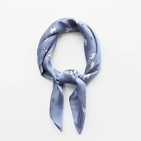 Damen Satin Alpaka Print Quadratischer Schal Japanischer Stil Seidiger Dekorativer Halstuch Casual Büro Dame Kopftuch Zubehör