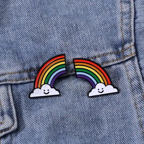 Cute Rainbow Cloud Smiley Face Lapel Pin Set Creative Alloy Cartoon Brooch Badge For Clothes Backpack Fashion Jewelry Gift For Girls Kids