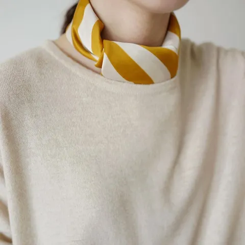 Korean Style Satin Striped Small Square Scarf For Women Classic Printed Color Block Neckerchief Daily Fashion Elegant Head Scarf Necktie Accessory