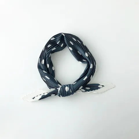 Elegant Korean Style Satin Scarf For Women Polka Dot Pattern Pleated Square Scarf Fashion Neck Scarf Decorative Head Wrap
