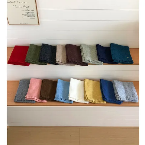 Einfarbiger Weicher Strickschal Für Damen Winter Warm Polyester Mischung Wirkerei Schal Mit Metall Etikett Für Unisex Alltag Lässig