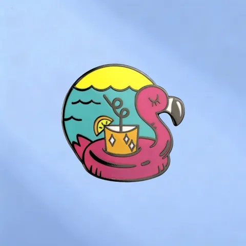 Vacaciones de Verano Flamenco Flotador Cóctel Broche de Esmalte Insignia de Metal Decoración Mochila Joyería Regalo Accesorio Para Hombres Mujeres