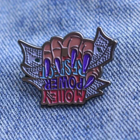 Trendy Hand Gesture Enamel Brooch Money Power Respect Slogan Alloy Lapel Pin For Jacket Coat Streetwear Jewelry Gift