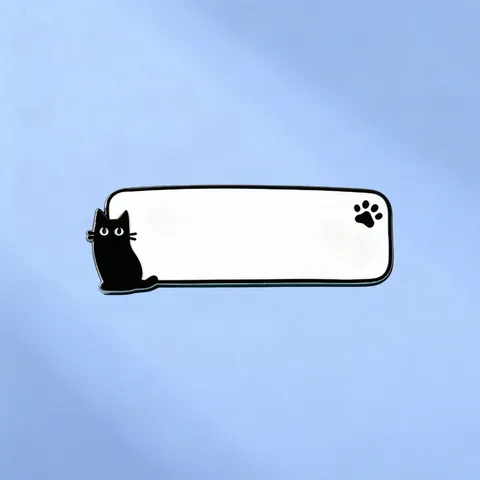 Minimalist Black Cat Paw Print Speech Bubble Brooch Metal Enamel Badge Pin For Clothing Bag Unisex Cute Animal Nameplate Accessories