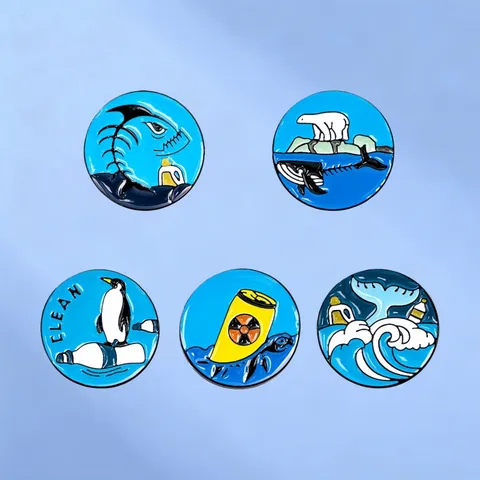 Kreatives Ozean Umweltschutz Emaille Brosche Abzeichen Legierung Süßes Tier Wal Bär Cartoon Reversnadel Schmuck Geschenk