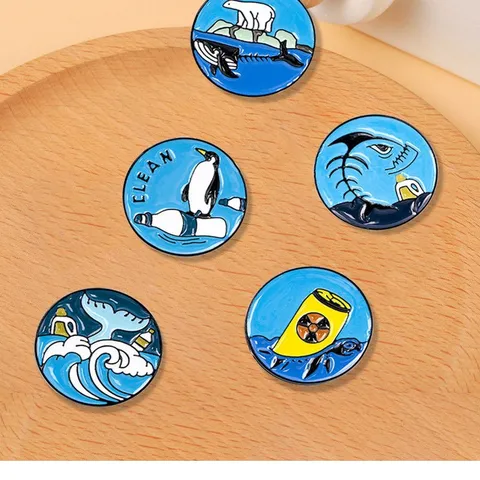 Kreatives Ozean Umweltschutz Emaille Brosche Abzeichen Legierung Süßes Tier Wal Bär Cartoon Reversnadel Schmuck Geschenk