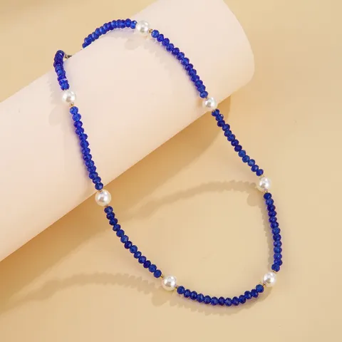 Kristall Künstliche Perle Perlenkette Für Damen Edelstahl Zubehör Handgemachte Geometrische Choker Nische Design Schmuck