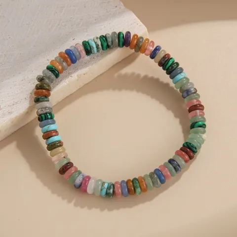 Vintage Halfedelsteen Schelp Kralen Elastische Armband Voor Vrouwen Boheems Handgemaakt Stretch Turkoois Hout Sieraden Cadeau