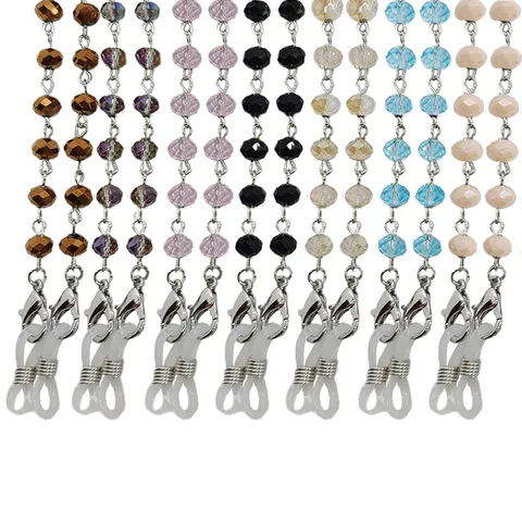 Catena per Occhiali in Perline di Cristallo di Vetro Cordino per Mascherina Multifunzionale da Donna Collana Porta Occhiali Antismarrimento