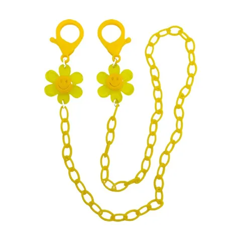 Kinder Acryl Maskerketting Kleurrijk Lachend Gezicht Bloem Anti-Verlies Brillenkoord Voor Kids Plastic Nekriem
