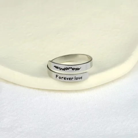 Anello Aperto a Doppio Strato Regolabile in Acciaio Inossidabile Vintage Con Incisione Floreale Citazioni Ispiratrici Regalo