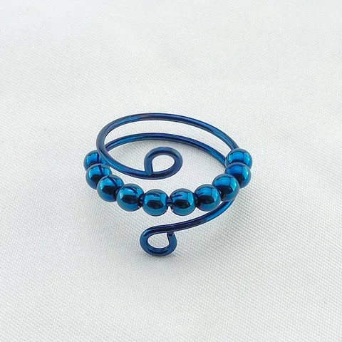 Edelstahl Anti Angst Spinner Ring Mit Beweglichen Perlen Galvanisiert Einstellbare Geometrische Ring Schmuck Für Damen Herren