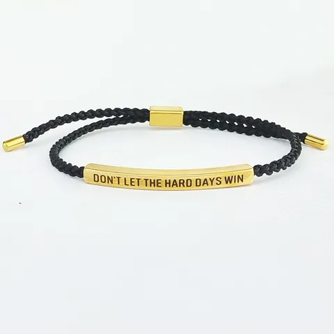 Bracciale Regolabile in Acciaio al Titanio con Tubo Curvo Inciso Corda Intrecciata Bracciale con Citazione Ispiratrice per Uomo Donna Gioielli