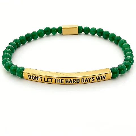 Bracciale in Pietra Naturale con Perline Birthstone Tubo Curvo in Acciaio Inossidabile con Incisione Citazione Ispiratrice Gioielli Unisex