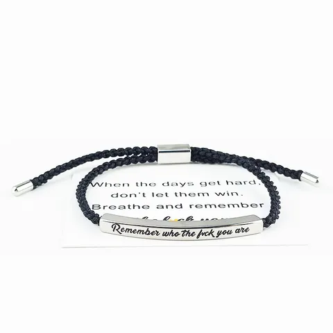 Bracciale Motivazionale Inciso in Acciaio Inossidabile Cordino Intrecciato Regolabile Gioielli per Uomo Donna
