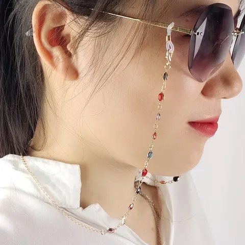 Minimalist Copper Beaded Glasses Chain Fashion Vacuum Plated Face Cover Lanyard Colorful Beads Eyewear Cord For Unisex