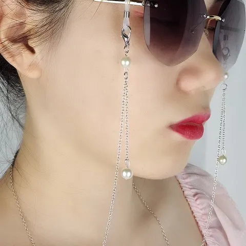 Koperen Kunstparel Brillenketting Voor Vrouwen Masker Lanyard Ketting Multifunctionele Vergulde Metalen Ketting Anti-Val Bril Accessoire