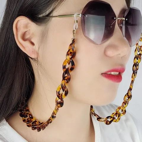 Catenina per Occhiali in Acrilico Leopardata Retrò per Donna Cordino per Mascherina Antiscivolo Cinturino per Occhiali da Sole Collana Accessori