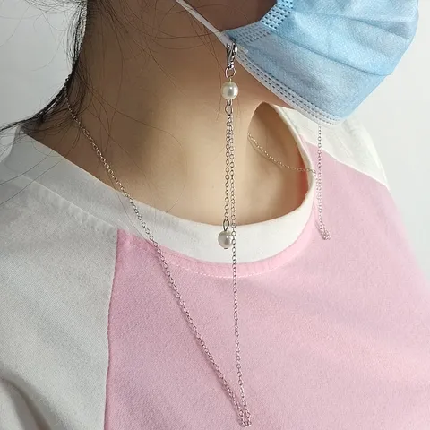 Koperen Kunstparel Brillenketting Voor Vrouwen Masker Lanyard Ketting Multifunctionele Vergulde Metalen Ketting Anti-Val Bril Accessoire