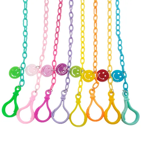 Acrylic Smiley Face Mask Chain Anti Lost Eyeglass Chain Colorful Beaded Neck Strap For Glasses Edgy Fashion Holder