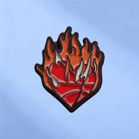 Flame Basketball Heart Enamel Brooch Pin Cool Alloy Badge For Clothes Backpack Trendy Streetwear Accessories For Men Women