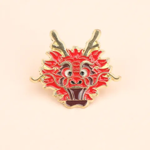 Broche de Cabeza de Dragón Estilo Chino Aleación Esmalte Pin de Solapa Para Hombres Mujeres Dragón del Zodiaco Insignia Pin Joyería Vintage Accesorios de Ropa