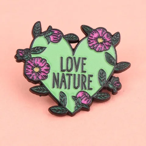 Love Nature Herz Blume Brosche Pin Damen Herren Legierung Emaille Grün Rosa Floral Badge Kleidung Hut Deko Schmuck Geschenk