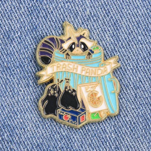 Lustige Waschbär Mülleimer Emaille Brosche Pin Cartoon Abzeichen Aus Legierung Für Kleidung Zubehör Damen Jugendliche Schmuck Geschenk